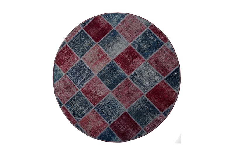 Håndknyttet Lappeteppe Ull/Garn Rød/Blå 165x165 cm - Tekstiler - Tepper & Matter - Orientalske tepper - Patchwork tepper