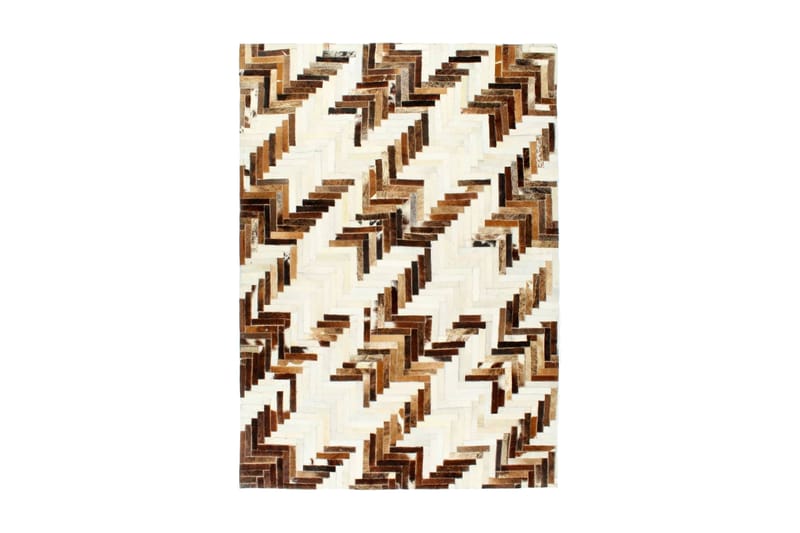 Lappeteppe ekte kuskinn med hår 160x230 cm brun/hvit - Tekstiler - Tepper & Matter - Orientalske tepper - Lappetepper
