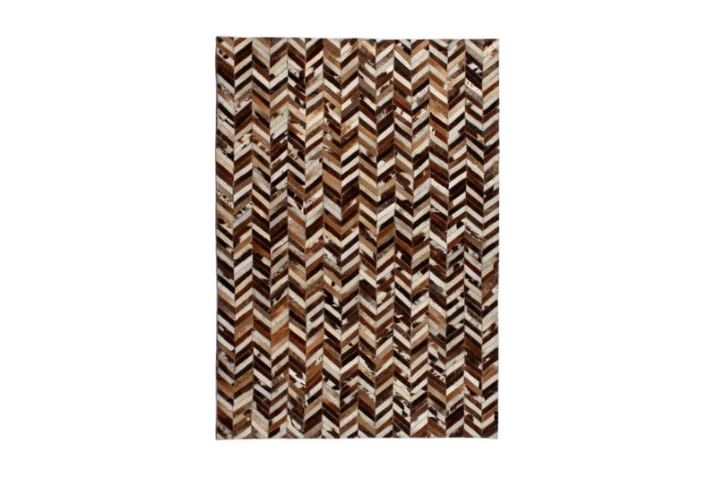 Lappeteppe ekte lӕr 120x170 cm chevron brun/hvit - Brun/Hvit - Tekstiler - Tepper & Matter - Orientalske tepper - Patchwork tepper