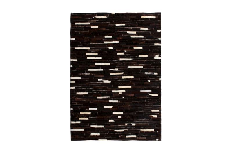 Lappeteppe ekte lӕr 120x170 cm stripemønster svart/hvit - Svart/Hvit - Tekstiler - Tepper & Matter - Orientalske tepper - Patchwork tepper