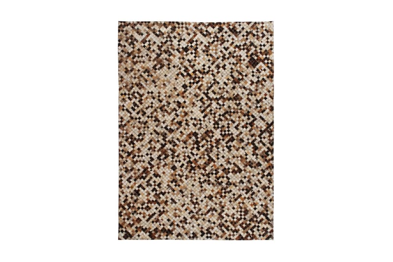 Lappeteppe ekte lӕr 160x230 cm firkantet brun/hvit - Brun/Hvit - Tekstiler - Tepper & Matter - Orientalske tepper - Patchwork tepper
