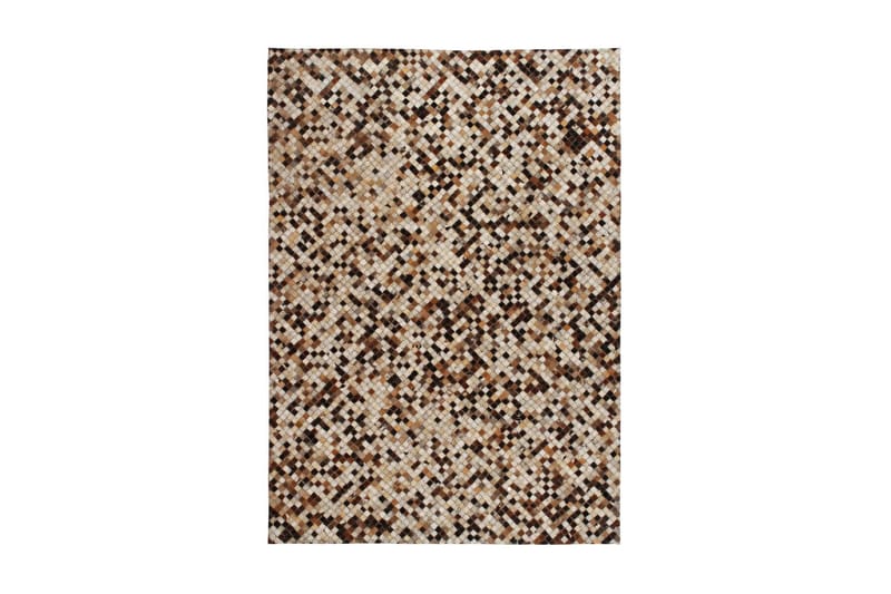 Lappeteppe ekte lӕr 80x150 cm firkantet brun/hvit - Brun/Hvit - Tekstiler - Tepper & Matter - Orientalske tepper - Patchwork tepper