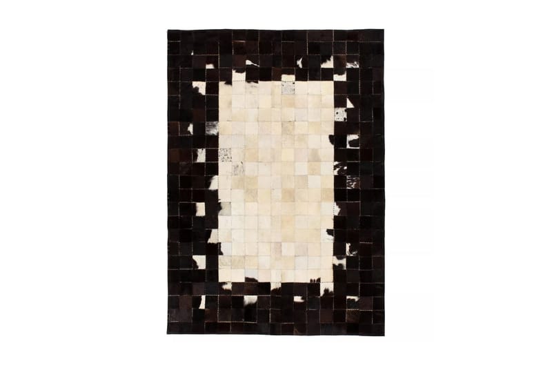 Lappeteppe ekte lӕr 80x150 cm firkantet svart/hvit - Svart/Hvit - Tekstiler - Tepper & Matter - Orientalske tepper - Lappetepper