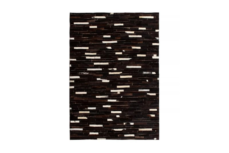Lappeteppe ekte lӕr 80x150 cm stripet svart/hvit - Svart/Hvit - Tekstiler - Tepper & Matter - Orientalske tepper - Lappetepper