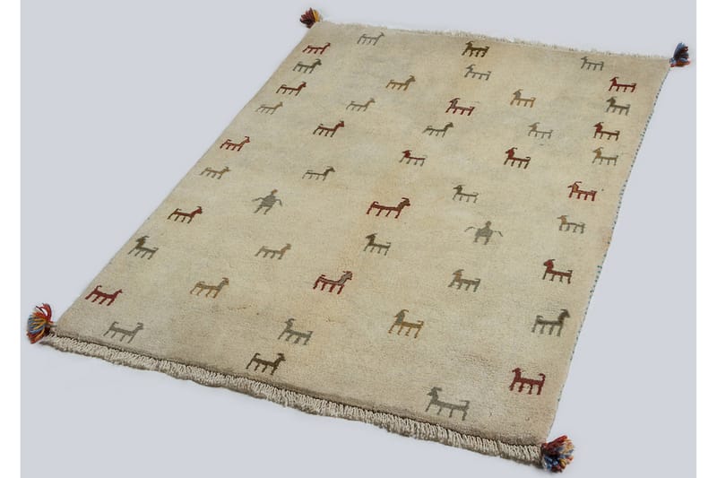 Håndknyttet Gabbeh Shiraz Ull Beige 103x138cm - Tekstiler - Tepper & Matter - Orientalske tepper
