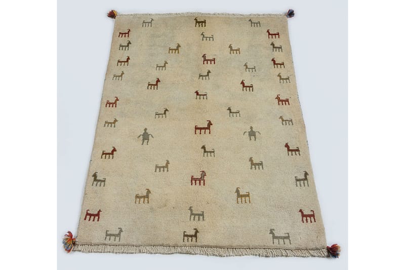 Håndknyttet Gabbeh Shiraz Ull Beige 103x138cm - Tekstiler - Tepper & Matter - Orientalske tepper