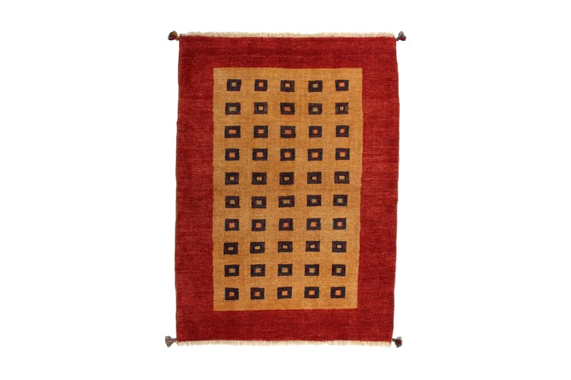 Håndknyttet Gabbeh Shiraz Ull Gull/Rød 109x149 cm - Tekstiler - Tepper & Matter - Orientalske tepper