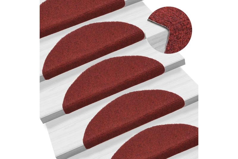 Selvklebende trappematter 10 stk rød 56x17x3cm nålestempel - Rød - Tekstiler - Tepper & Matter - Spesialmatte - Trappetepper
