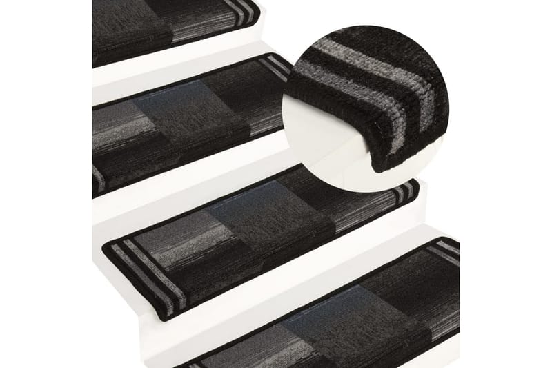 Selvklebende trappematter 15 stk 65x25 cm svart og grå - Tekstiler - Tepper & Matter - Spesialmatte - Trappetepper