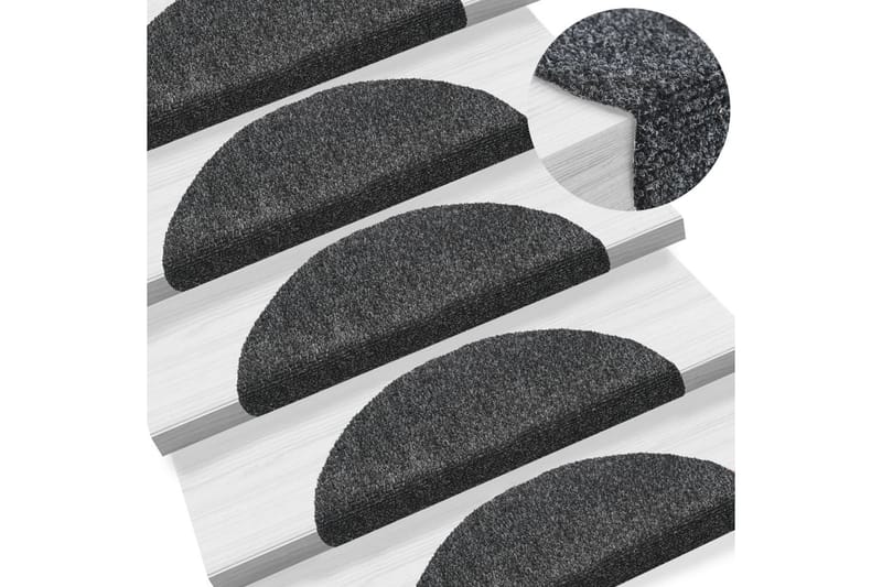 Selvklebende trappematter 5 stk mørkegrå 54x16x4 cm - Grå - Tekstiler - Tepper & Matter - Spesialmatte - Trappetepper