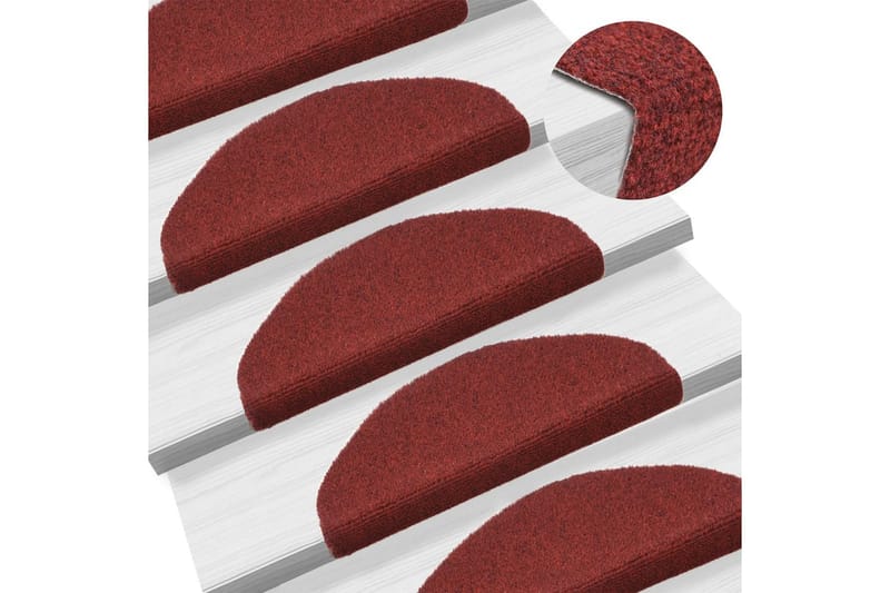 Selvklebende trappematter 5 stk rød 65x21x4 cm nålestempel - Rød - Tekstiler - Tepper & Matter - Spesialmatte - Trappetepper