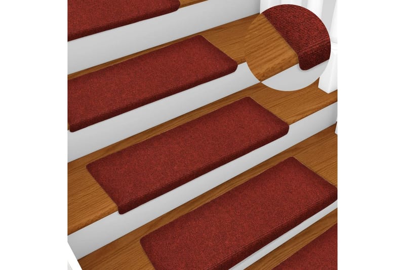 Selvklebende trappematter 5 stk vinrød 65x25 cm nålestempel - Rød - Tekstiler - Tepper & Matter - Spesialmatte - Trappetrinnstepper