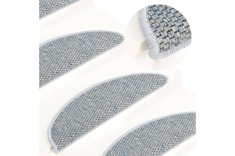 Selvklebende trappematter sisal-utseende 15 stk 56x20 cm blå - Blå - Tekstiler - Tepper & Matter - Spesialmatte - Trappetepper