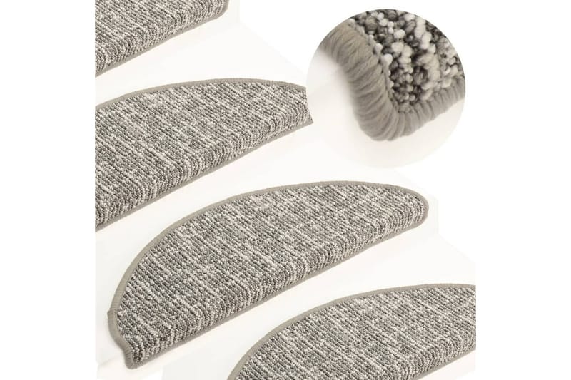 Trappetrinnstepper 15 stk lysegrå 65x25 cm - Grå - Tekstiler - Tepper & Matter - Spesialmatte - Trappetepper