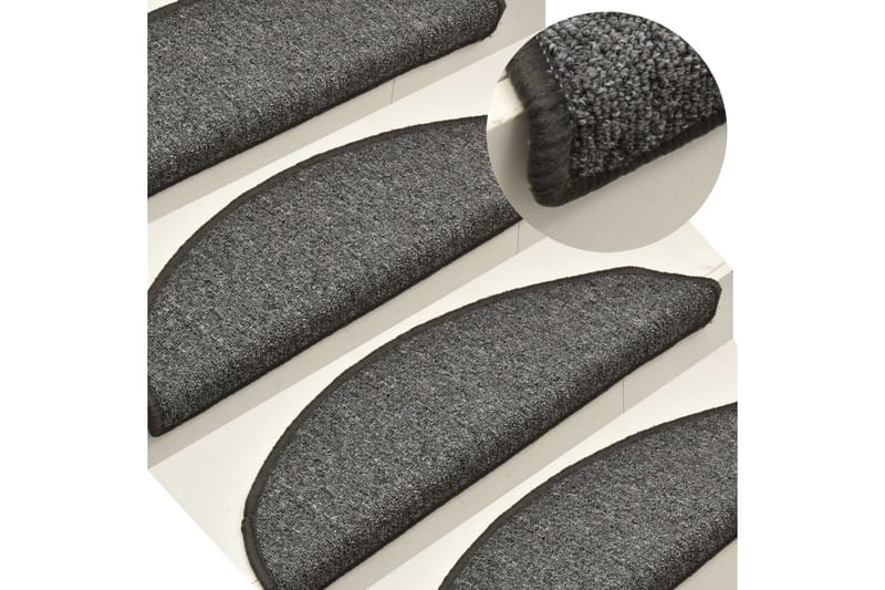 Trappetrinnstepper 15 stk mørkegrå 56x17x3 cm - Grå - Tekstiler - Tepper & Matter - Utendørstepper - Dørmatte og entrématte