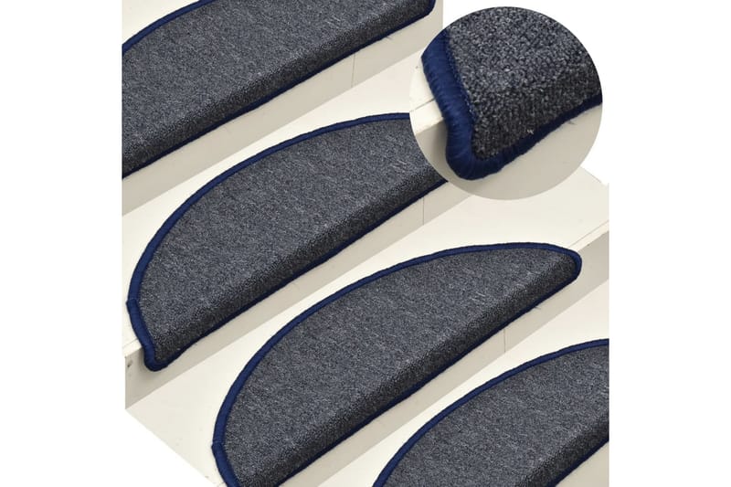 Trappetrinnstepper 15 stk mørkegrå og blå 56x17x3 cm - Grå - Tekstiler - Tepper & Matter - Spesialmatte - Trappetepper