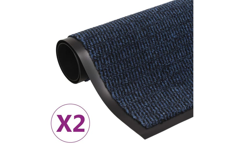 Støvkontroll dørmatter 2 stk rektangulӕr 80x120 cm blå - Tekstiler - Tepper & Matter - Utendørstepper - Dørmatte og entrématte