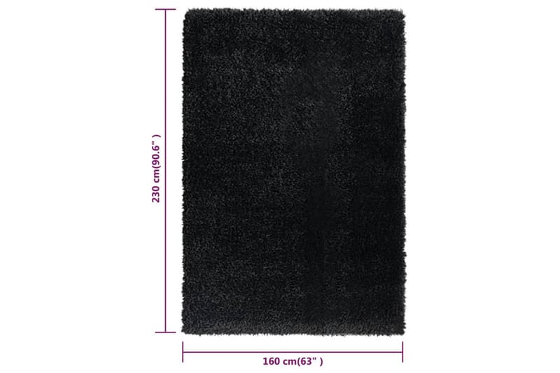 Flossteppe med høy luv svart 160x230 cm 50 mm - Svart - Tekstiler - Tepper & Matter