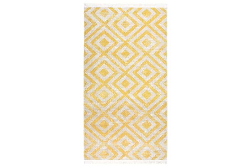 Uteteppe flatvevd 80x150 cm gul og beige - Gul - Tekstiler - Tepper & Matter - Utendørstepper