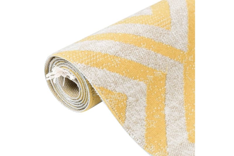 Uteteppe flatvevd 80x150 cm gul og beige - Gul - Tekstiler - Tepper & Matter - Utendørstepper