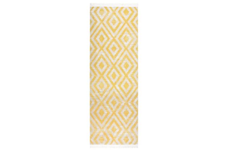 Uteteppe flatvevd 80x250 cm gul og beige - Gul - Tekstiler - Tepper & Matter - Utendørstepper